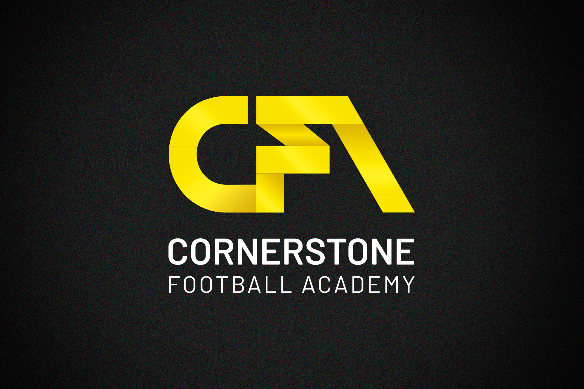 Black and yellow logo design branding for Cornerstone Football Academy