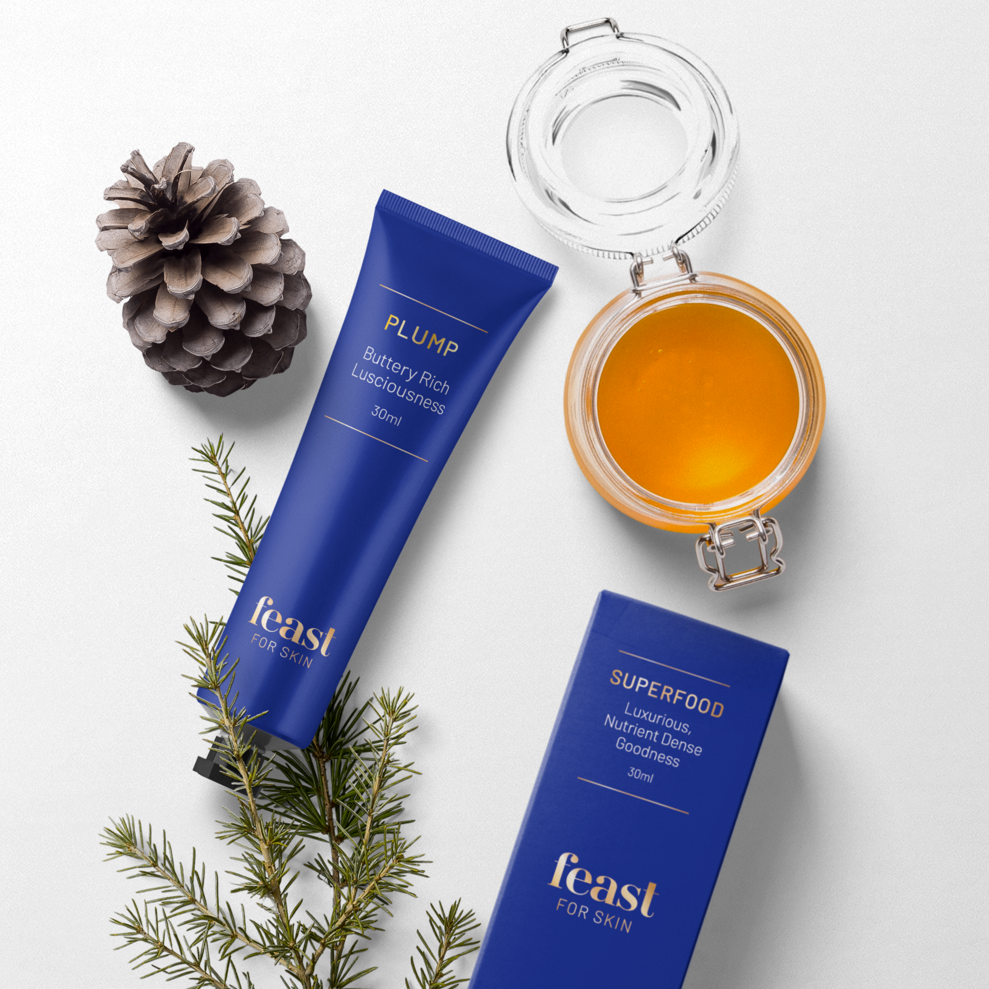 Cobalt blue branding design for luxury skincare range